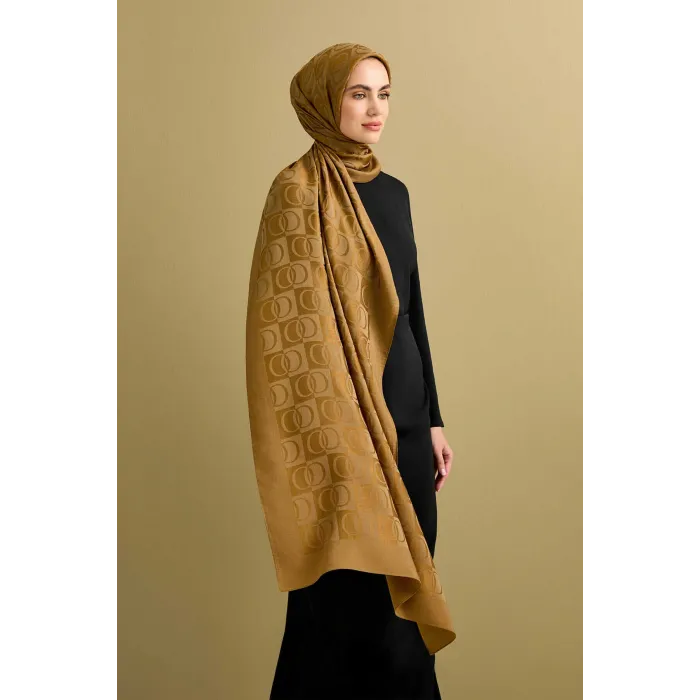 İmannoor Dama Desen Haki Naia Pamuk Şal 70x200 Ürün 241-3001-040