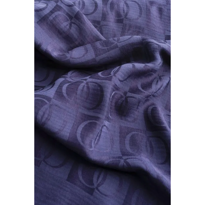 İmannoor Dama Desen Lacivert Naia Pamuk Şal 70x200 241-3001-003