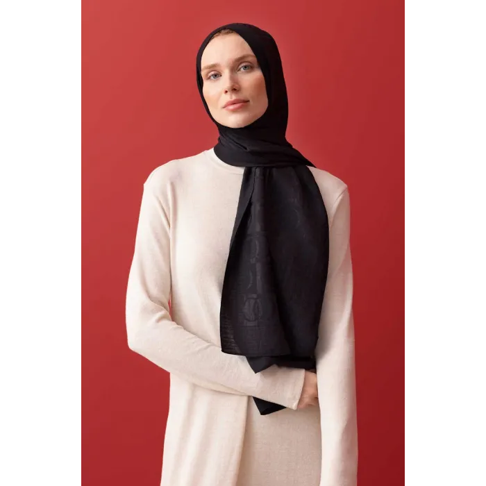 İmannoor Dama Desen Siyah Naia Pamuk Şal 241-3001-100 SİYAH