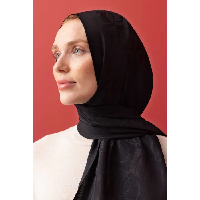 İmannoor Dama Desen Siyah Naia Pamuk Şal 241-3001-100 SİYAH