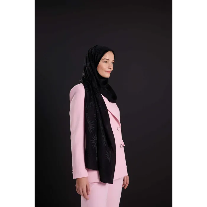 İmannoor Güneş Doğarken Siyah Shiny Jakar Şal 70x200 251-3028-100
