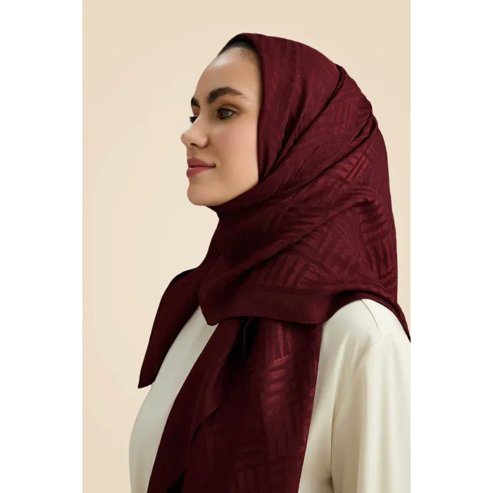 İmannoor İman Kare Bordo Naia Pamuk Şal  241-3007-023