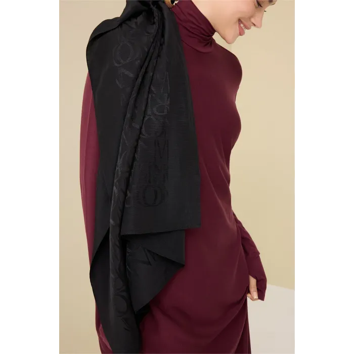 İmannoor Monogram Shiny Jakar Şal SİYAH - BLACK 251 3046 100