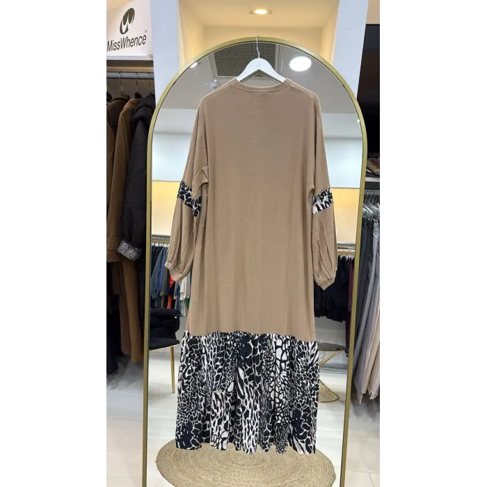 İnvee 6763 Bej Koton Elbise