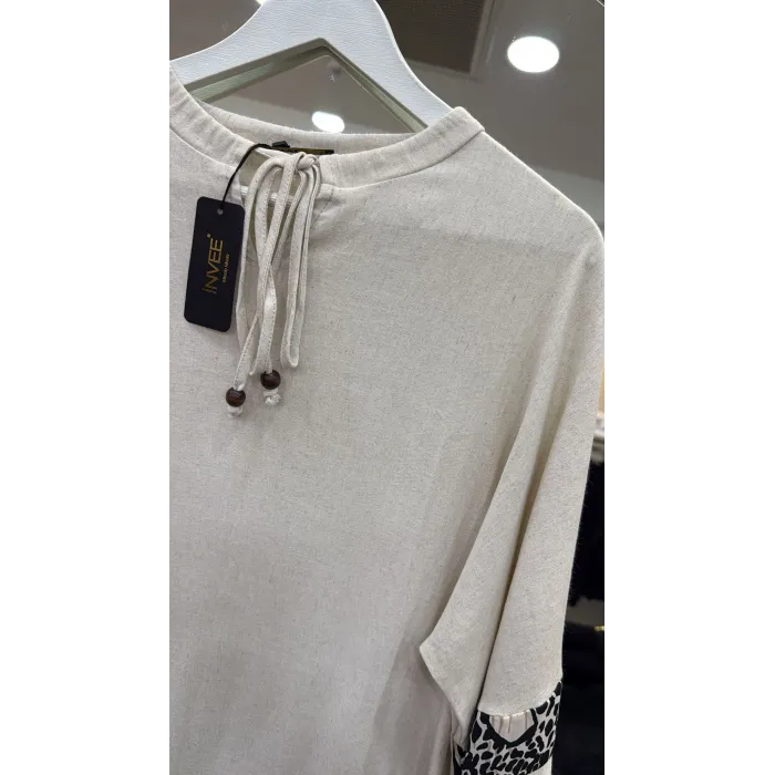 İnvee 6763 ekru Koton Elbise