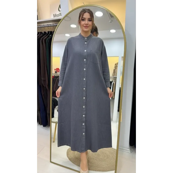 invee Blue Ridge denim inçe kumaş Gömlek elbise 7191 antrasit