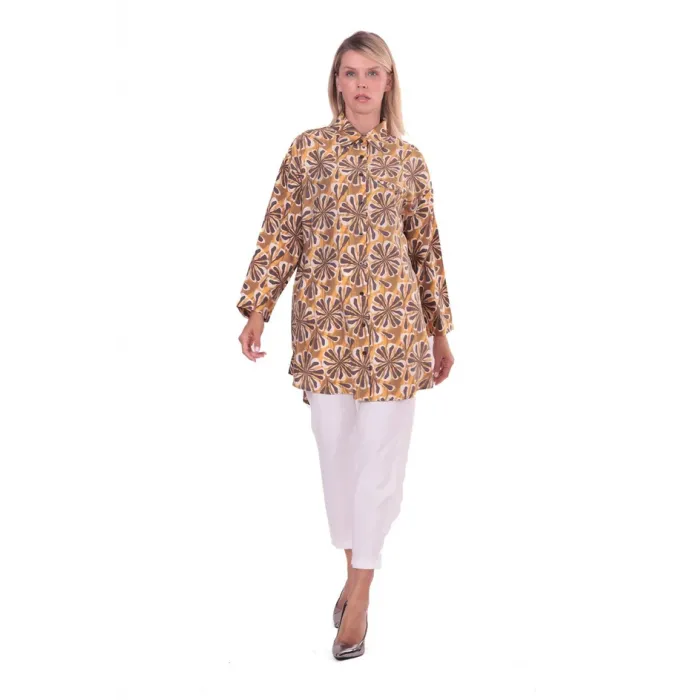 invee çicek desenli gomlek 7155 sari
