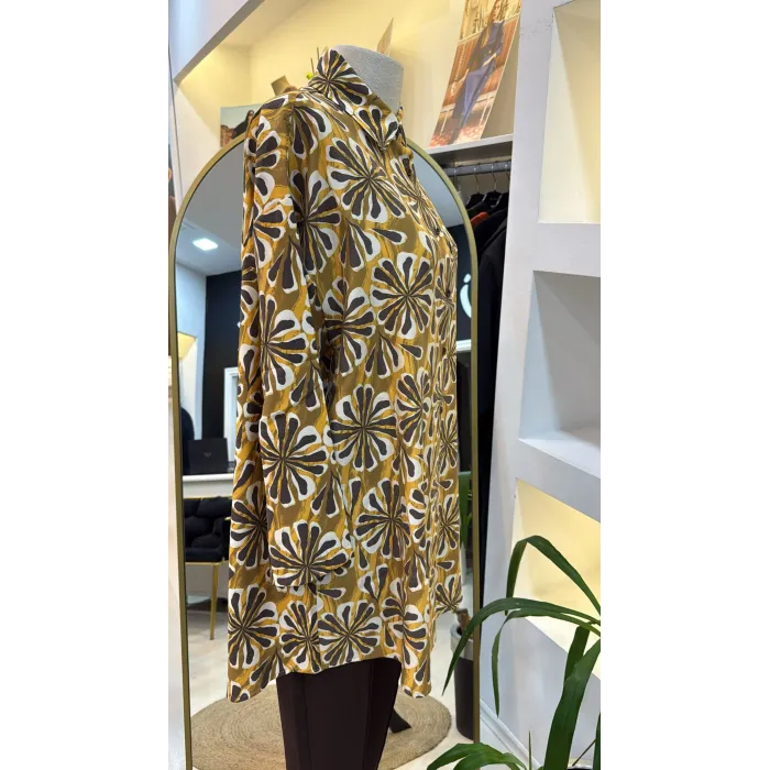 invee çicek desenli gomlek 7155 sari