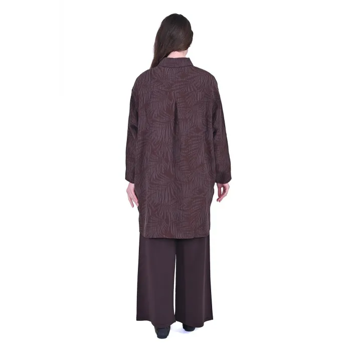 İnvee çiçek Desenli Modal Gömlek 7017 kahve