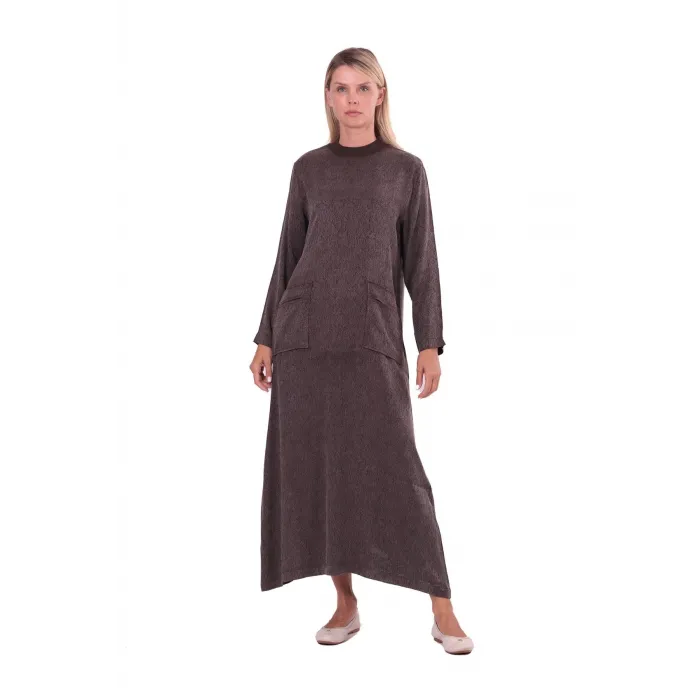 invee cupra ipek elbise 7136 kahve