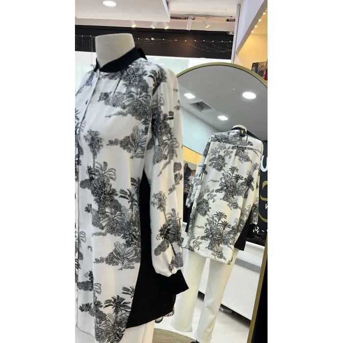 invee desenli gömlek 7258 EKRU
