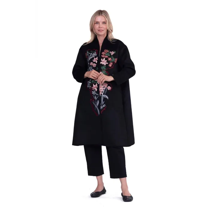 İnvee Doğa Nakışlı Yün Kap SİYAH 7087