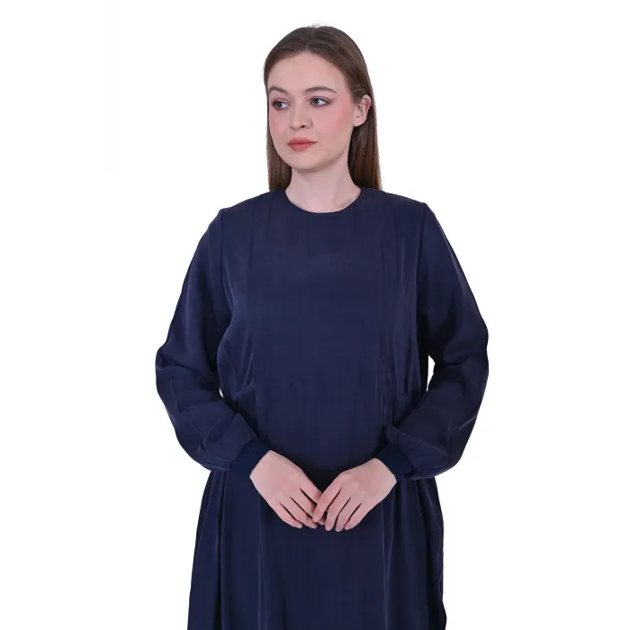 İNVEE ELBİSE MODAL KUMAS DOKUMLU 7013 LACİVERT