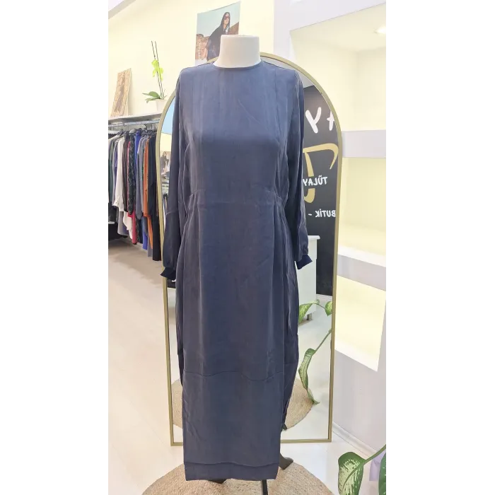 İNVEE ELBİSE MODAL KUMAS DOKUMLU 7013 LACİVERT