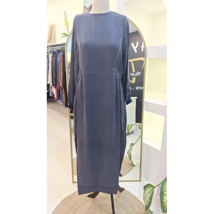 İNVEE ELBİSE MODAL KUMAS DOKUMLU 7013 LACİVERT