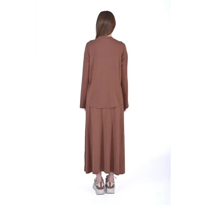 invee etekli cep detayli takim kahve 7023