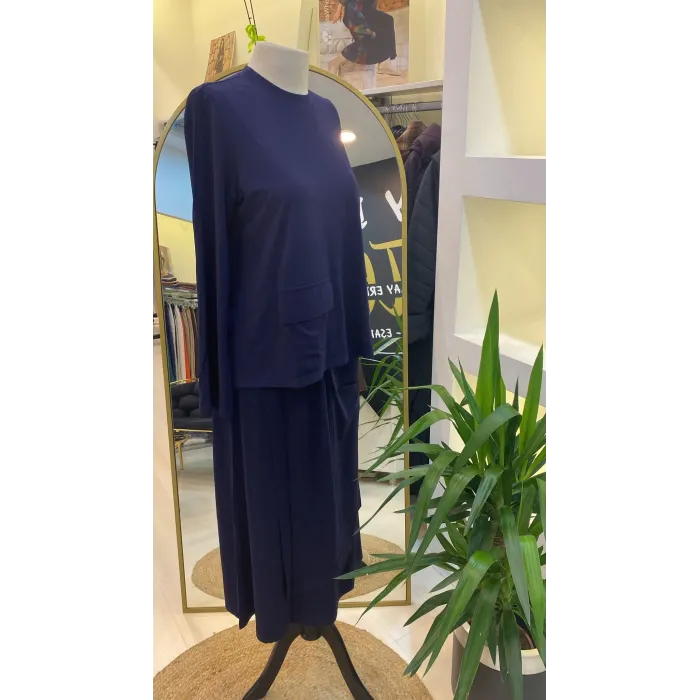 invee etekli cep detayli takim lacivert 7023