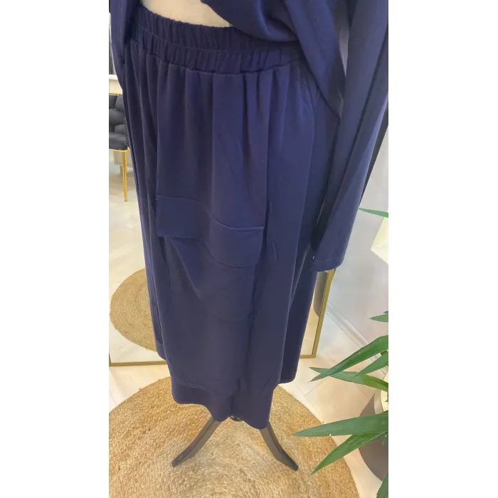 invee etekli cep detayli takim lacivert 7023