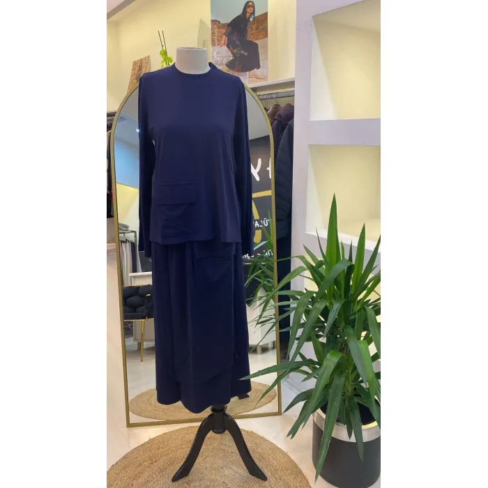 invee etekli cep detayli takim lacivert 7023