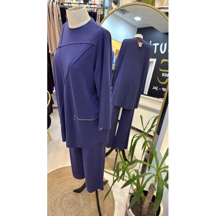 İNVEE FERMUAR DETAYLİ PANTOLONLU TAKİM 7111 indigo