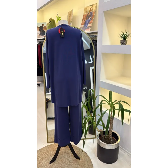 İNVEE FERMUAR DETAYLİ PANTOLONLU TAKİM 7111 indigo