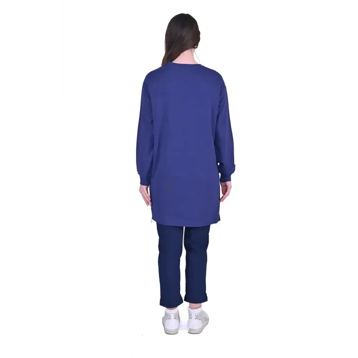 invee fermuar detayli tunik 7047 indigo