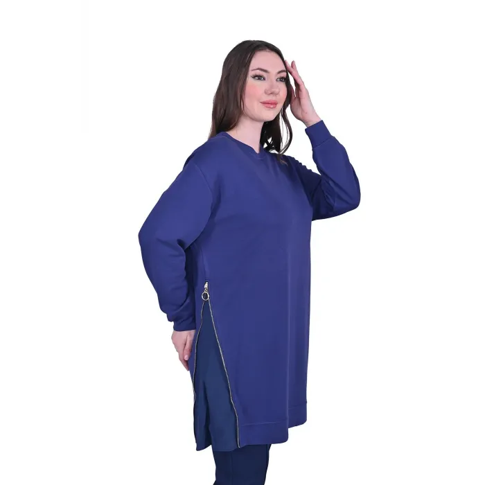 invee fermuar detayli tunik 7047 indigo