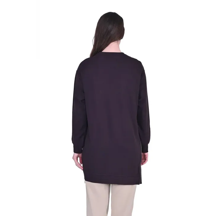 invee fermuar detayli tunik 7047 kahve