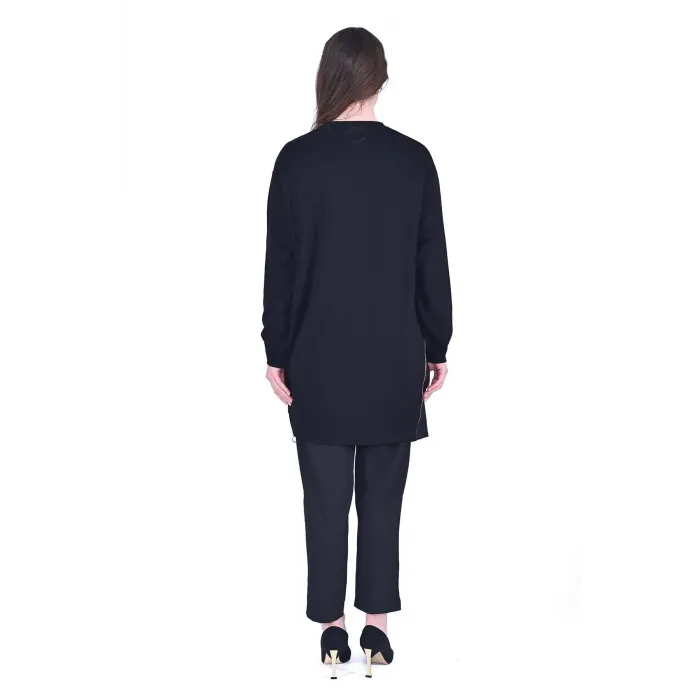 invee fermuar detayli tunik 7047 siyah