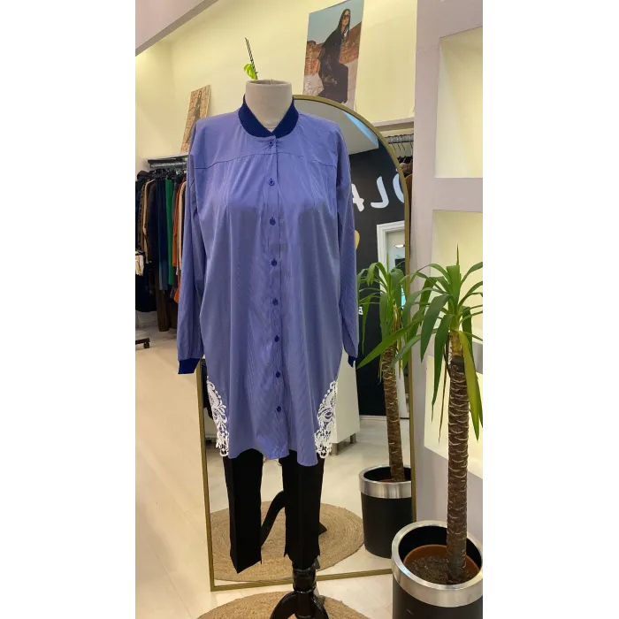 İNVEE GÖMLEK KUPUR DETAYLİ LACİVERT 6978