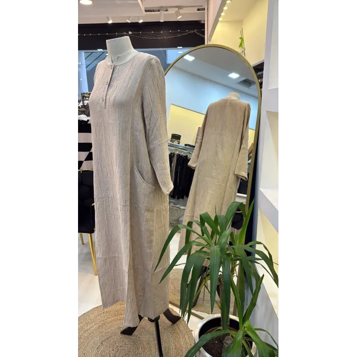 İNVEE ELBİSE BEJ 7026