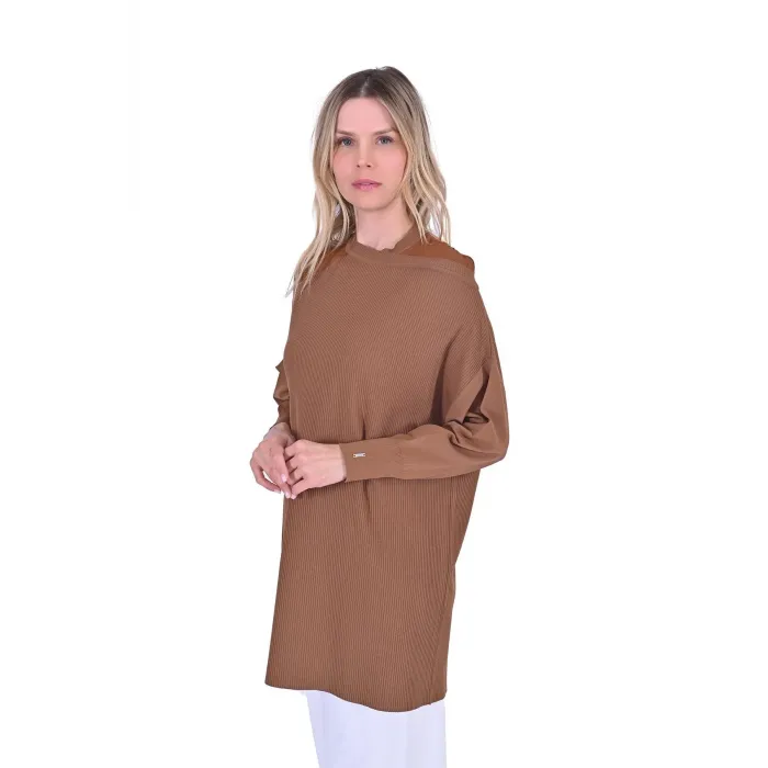 İnvee Omzu Şifonlu Tunik 6250 toprak