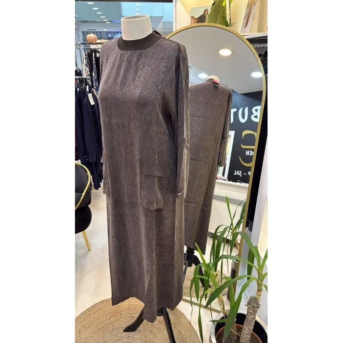 invee cupra ipek elbise 7136 kahve