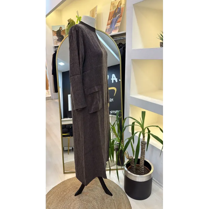 invee cupra ipek elbise 7136 kahve