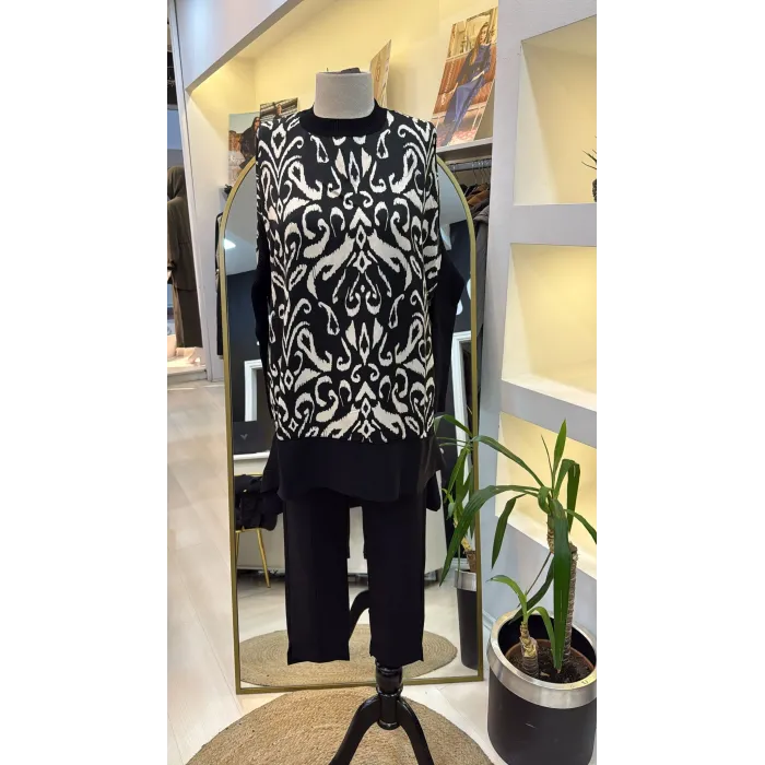 İNVEE Mendil Tunik ekru SİYAH 6252