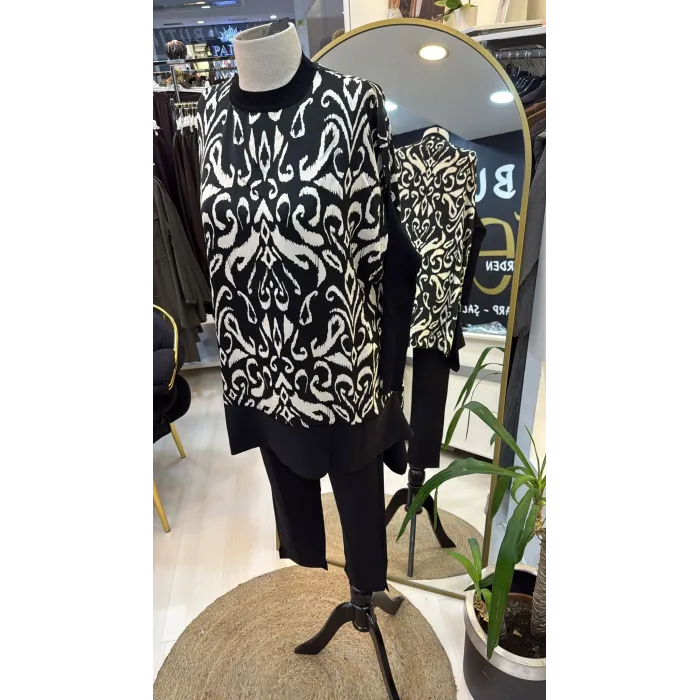 İNVEE Mendil Tunik ekru SİYAH 6252