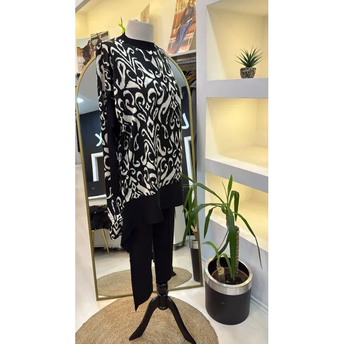 İNVEE Mendil Tunik ekru SİYAH 6252