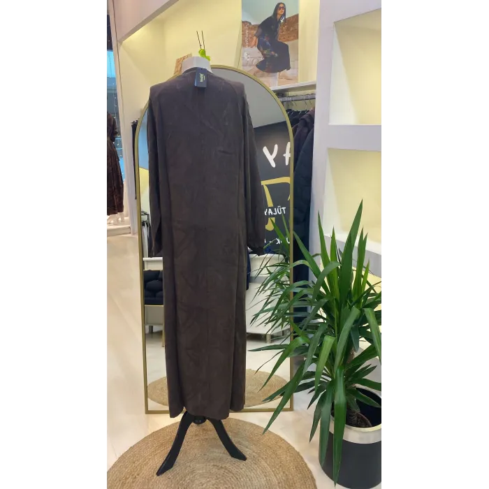 İNVEE MODAL ELBİSE FİRFİR DETAYLİ 7024 HAHVE