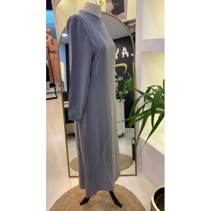 İNVEE MODAL ELBİSE KEMERLİ GRİ 6958