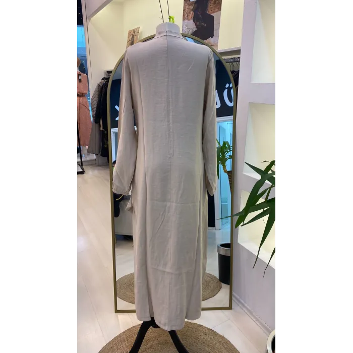 İNVEE MODAL ELBİSE KEMERLİ KREM 6958