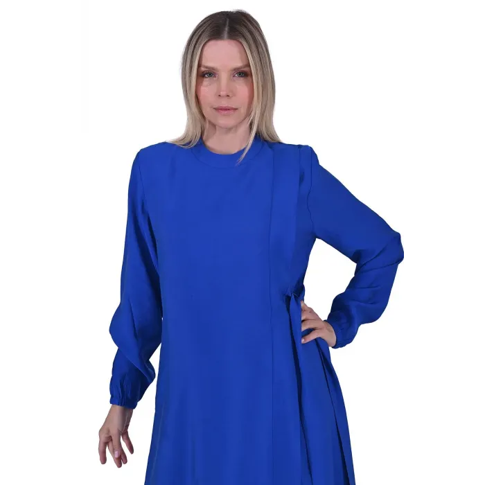 İNVEE MODAL ELBİSE KEMERLİ SAKS 6958