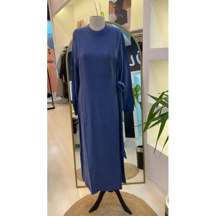 İNVEE MODAL ELBİSE KEMERLİ SAKS 6958