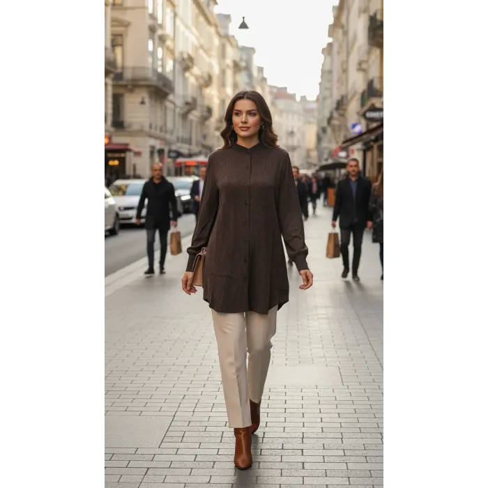 invee modal kumaş tunik 7254 kahve