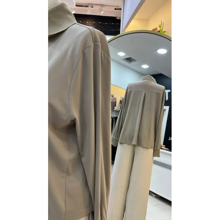 invee Modal Penye Kısa Gömlek 7253 TAŞ