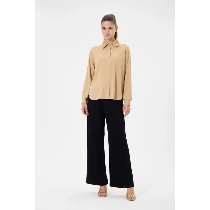 invee Modal Penye Kısa Gömlek CAMEL 7253