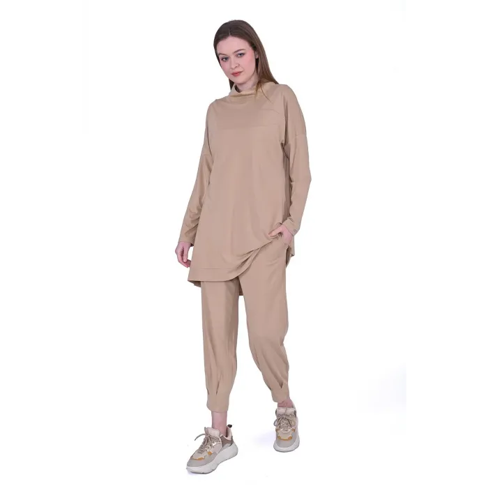 invee modal penye pantolonlu takim 7022 camal