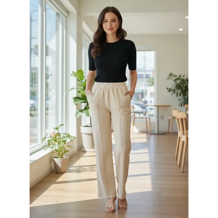 invee pamuk penye pantolon 7205 ekru