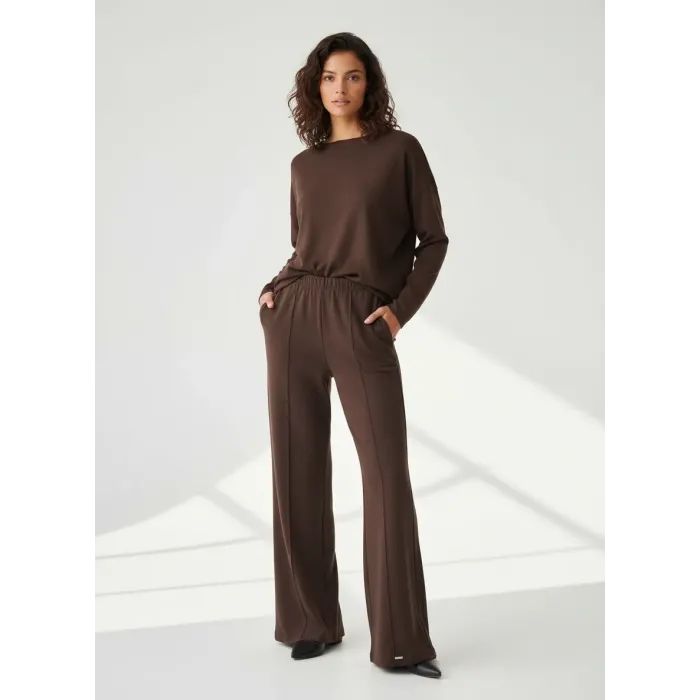 invee pamuk penye pantolon 7205 kahve