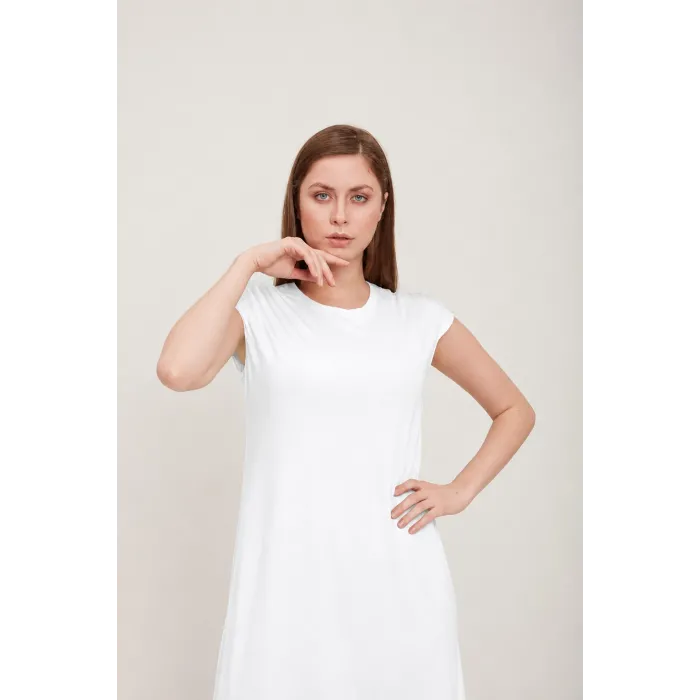 invee Penye Kolsuz Elbise BEYAZ 6139
