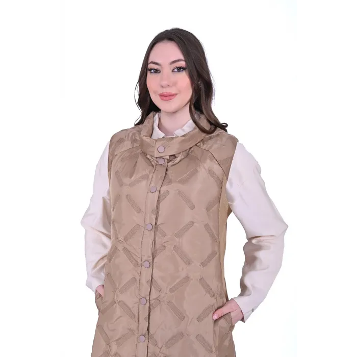 İNVEE Pervane Kapitone Yelek 6916 sutlu kahve